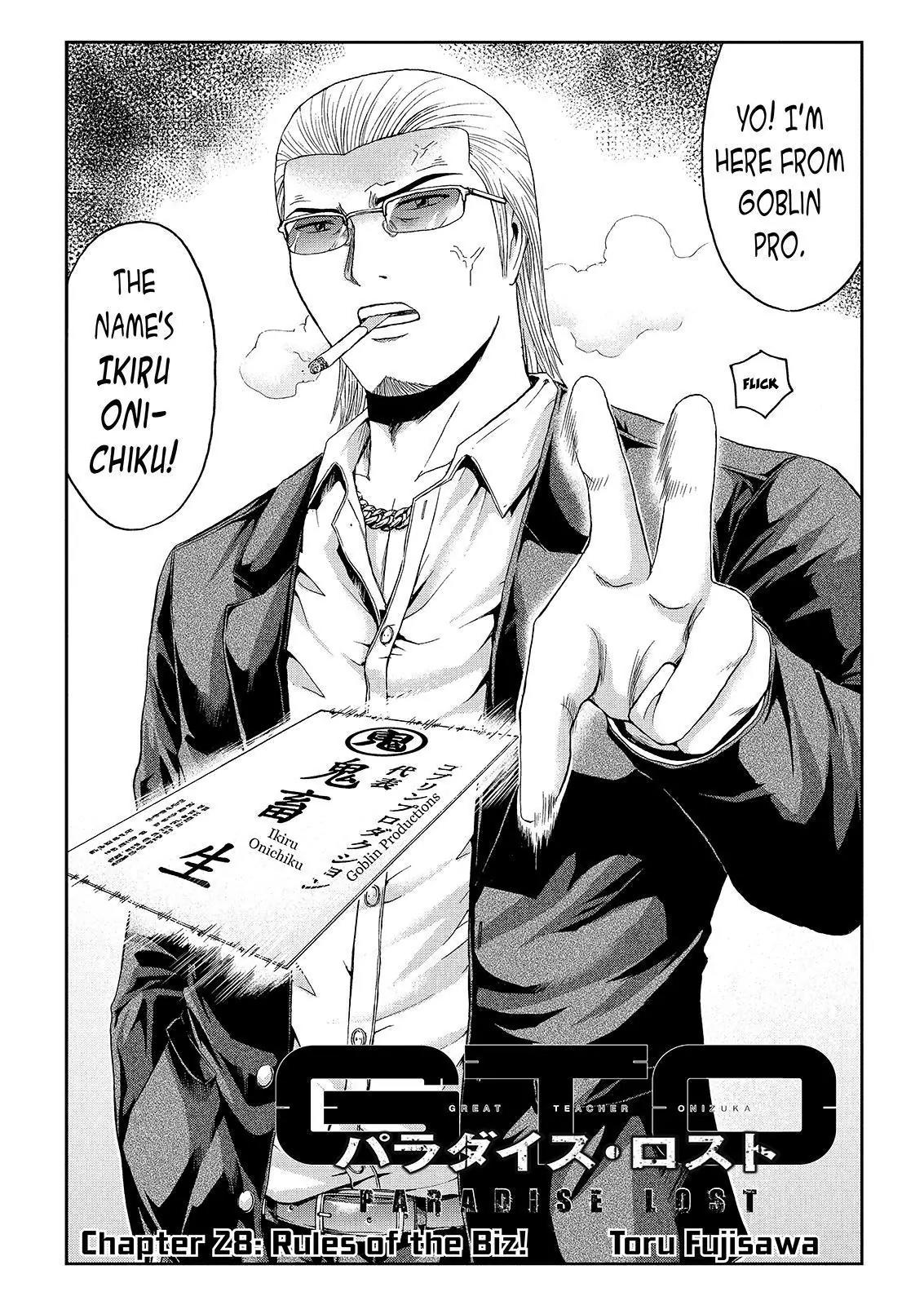 GTO - Paradise Lost Chapter 28 page 1 - Chapter 28: Rules Of The Biz!