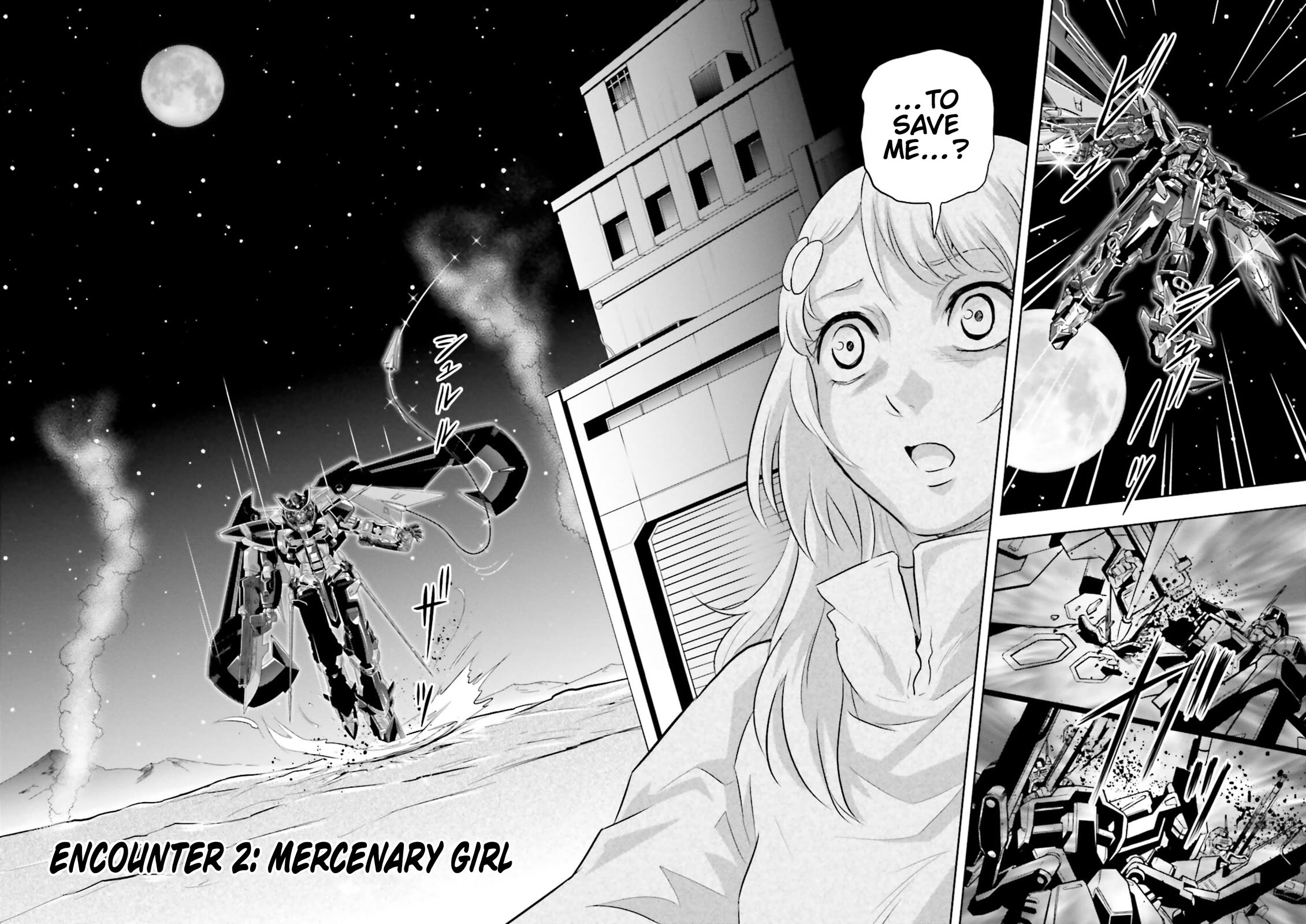 Gundam Seed Astray - Tenkuu no Seijo Chapter 2 page 2 - Chapter 2: Encounter 2: Mercenary Girl