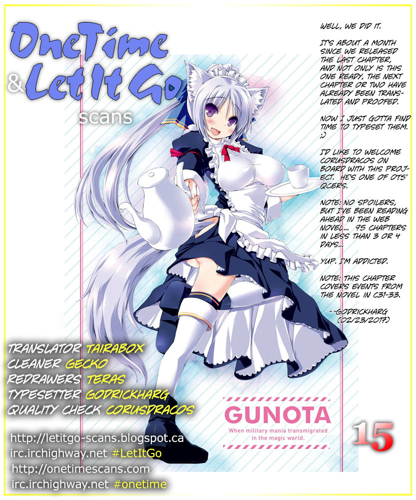 Gunota ga Mahou Sekai ni Tensei Shitara, Gendai Heiki de Guntai Harem o Tsukucchaimashita!? Chapter 15 page 1 - Chapter 15