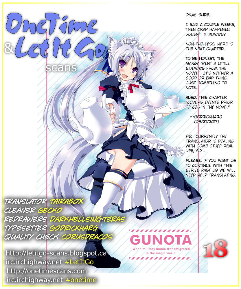 Gunota ga Mahou Sekai ni Tensei Shitara, Gendai Heiki de Guntai Harem o Tsukucchaimashita!? Chapter 18 page 1 - Chapter 18