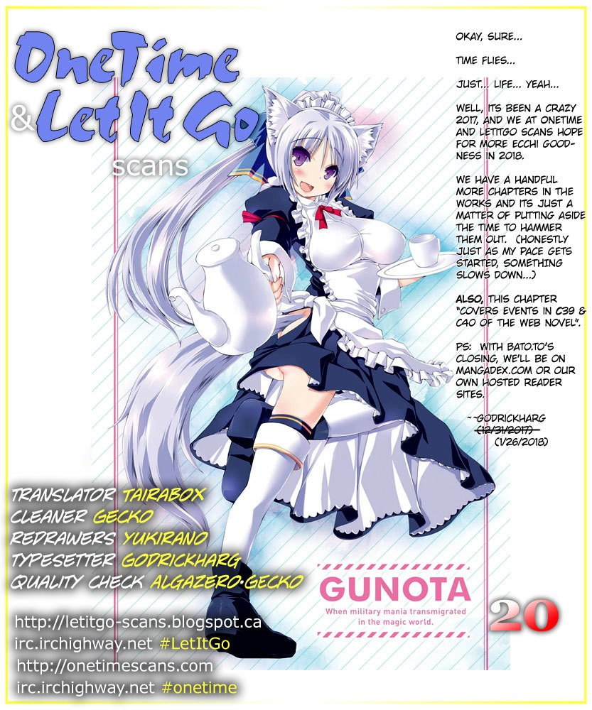 Gunota ga Mahou Sekai ni Tensei Shitara, Gendai Heiki de Guntai Harem o Tsukucchaimashita!? Chapter 20 page 1 - Chapter 20