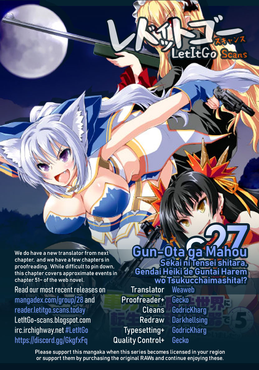 Gunota ga Mahou Sekai ni Tensei Shitara, Gendai Heiki de Guntai Harem o Tsukucchaimashita!? Chapter 27 page 1 - Chapter 27