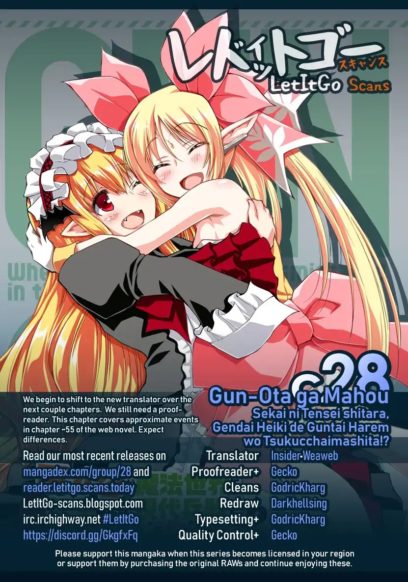 Gunota ga Mahou Sekai ni Tensei Shitara, Gendai Heiki de Guntai Harem o Tsukucchaimashita!? Chapter 28 page 1 - Chapter 28