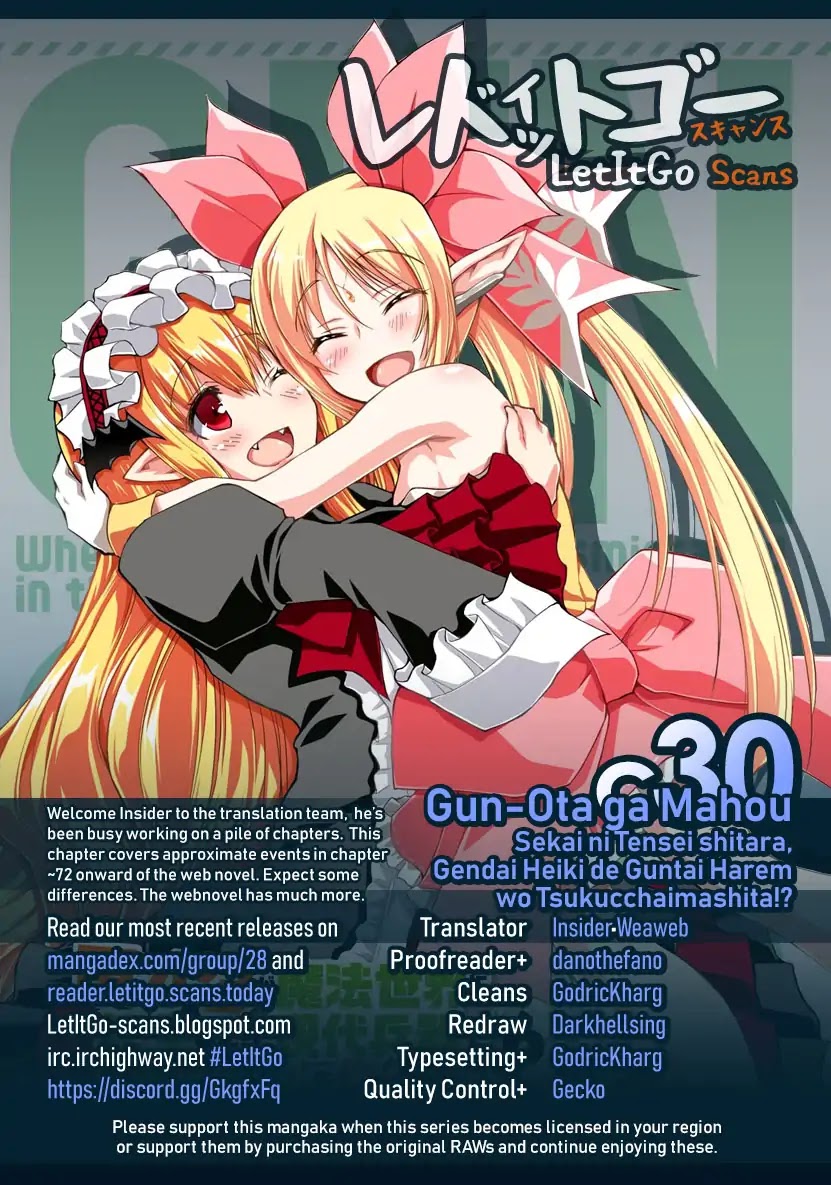 Gunota ga Mahou Sekai ni Tensei Shitara, Gendai Heiki de Guntai Harem o Tsukucchaimashita!? Chapter 30 page 1 - Chapter 30