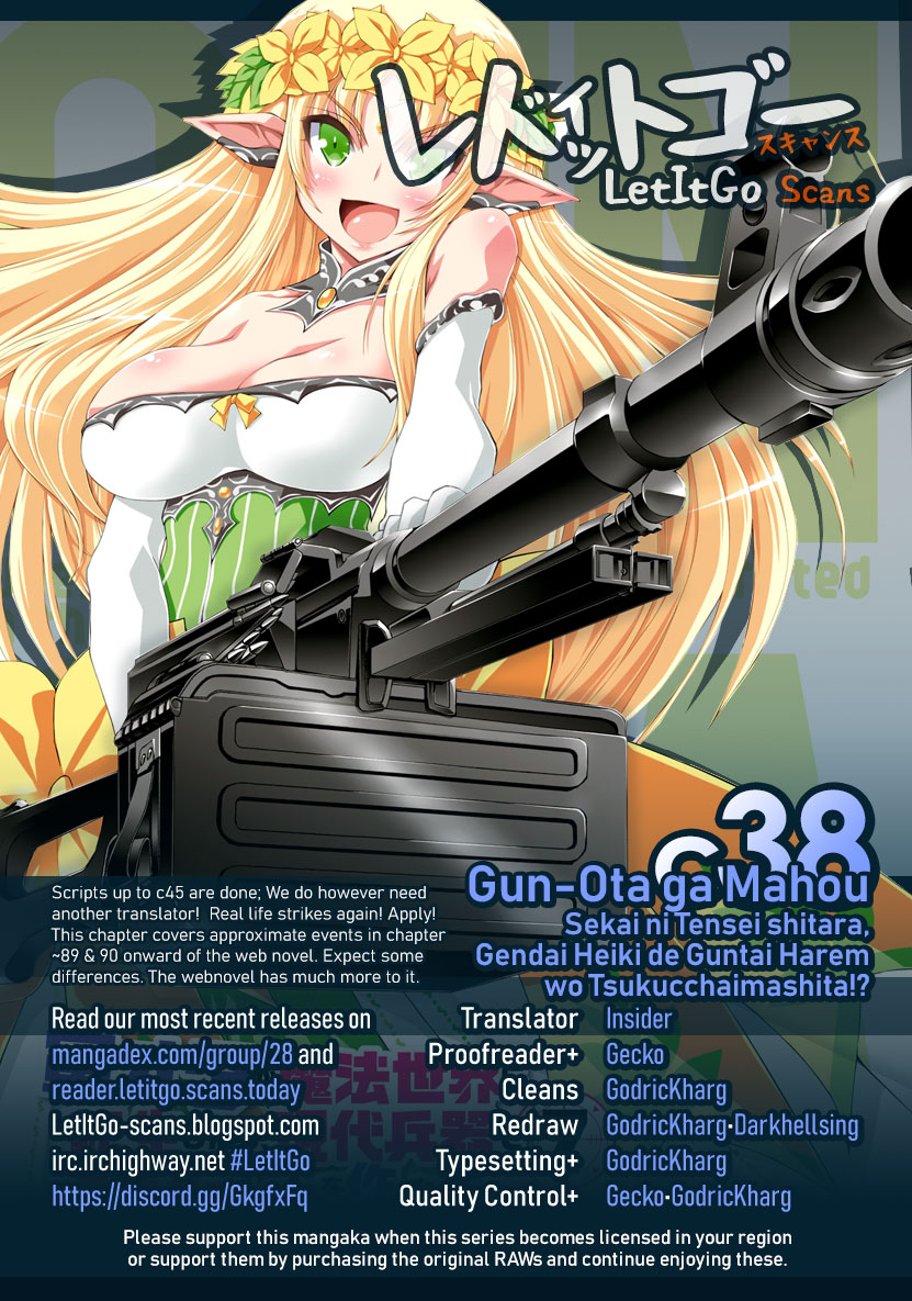 Gunota ga Mahou Sekai ni Tensei Shitara, Gendai Heiki de Guntai Harem o Tsukucchaimashita!? Chapter 38 page 1 - Chapter 38