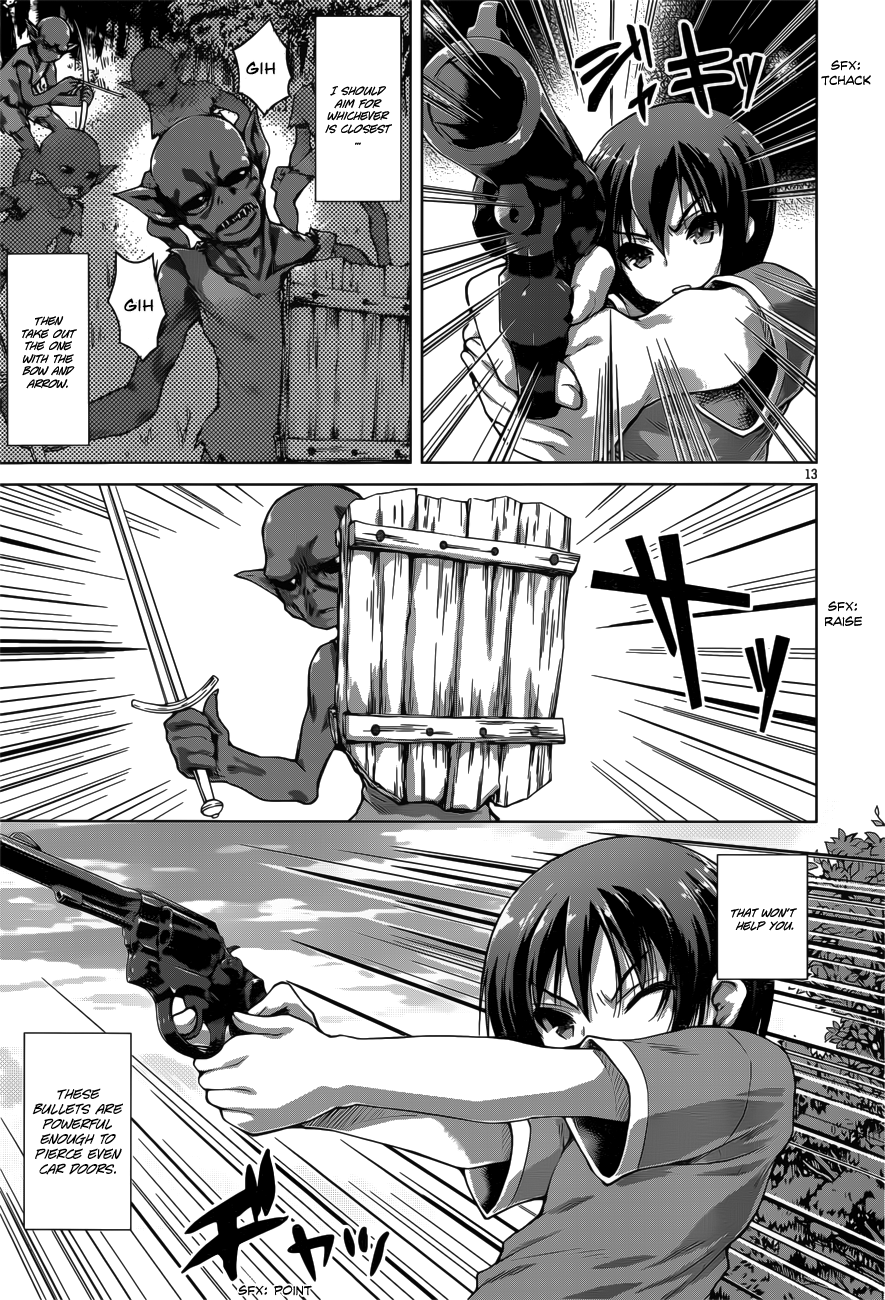 Gunota ga Mahou Sekai ni Tensei Shitara, Gendai Heiki de Guntai Harem o Tsukucchaimashita!? Chapter 5 page 15 - Chapter 5