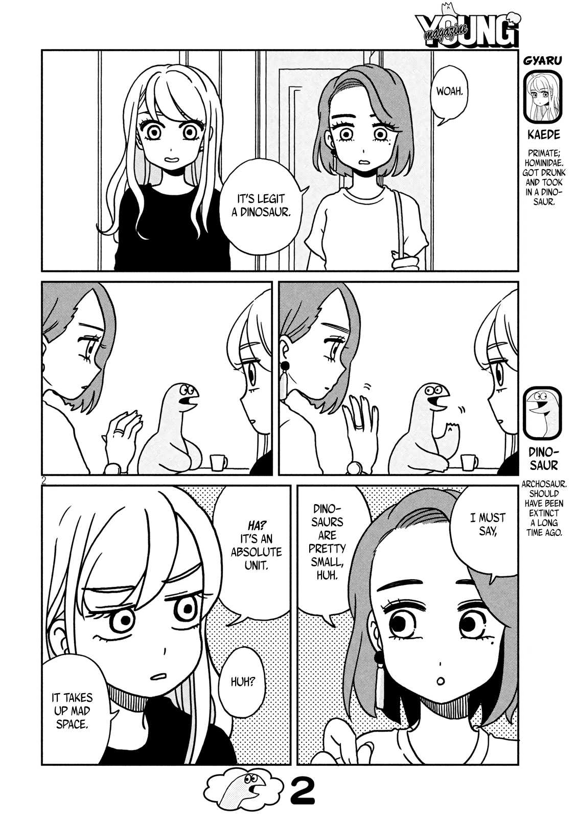 Gyaru and Dinosaur Chapter 3 page 2 - Chapter 3: A Friend is Coming