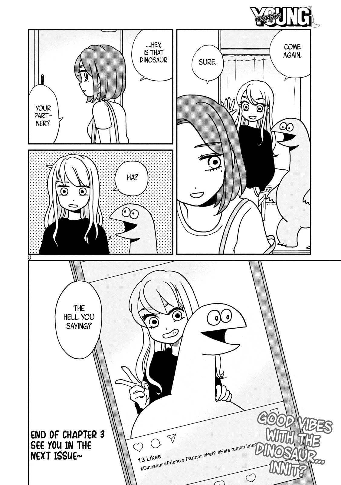Gyaru and Dinosaur Chapter 3 page 8 - Chapter 3: A Friend is Coming