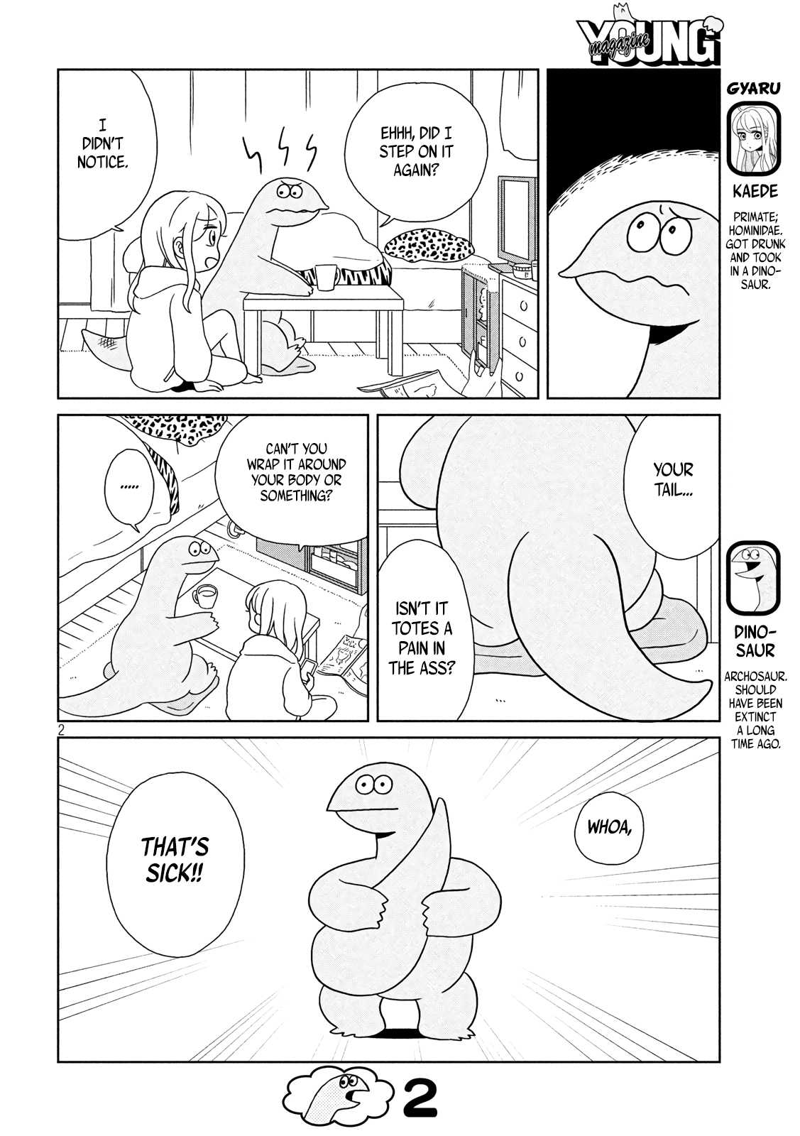 Gyaru and Dinosaur Chapter 7 page 2 - Chapter 7: Not the Tail