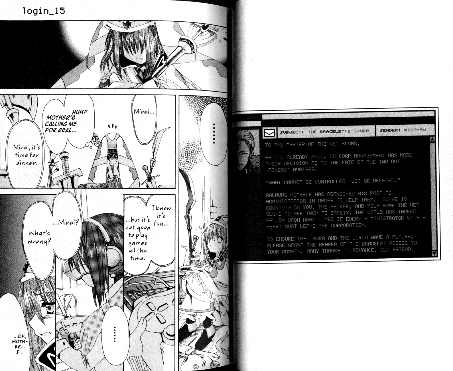 .hack//Tasogare no Udewa Densetsu Chapter 15 page 1 - Chapter 15: Sacred Zone: The Hidden and Forbidden Area
