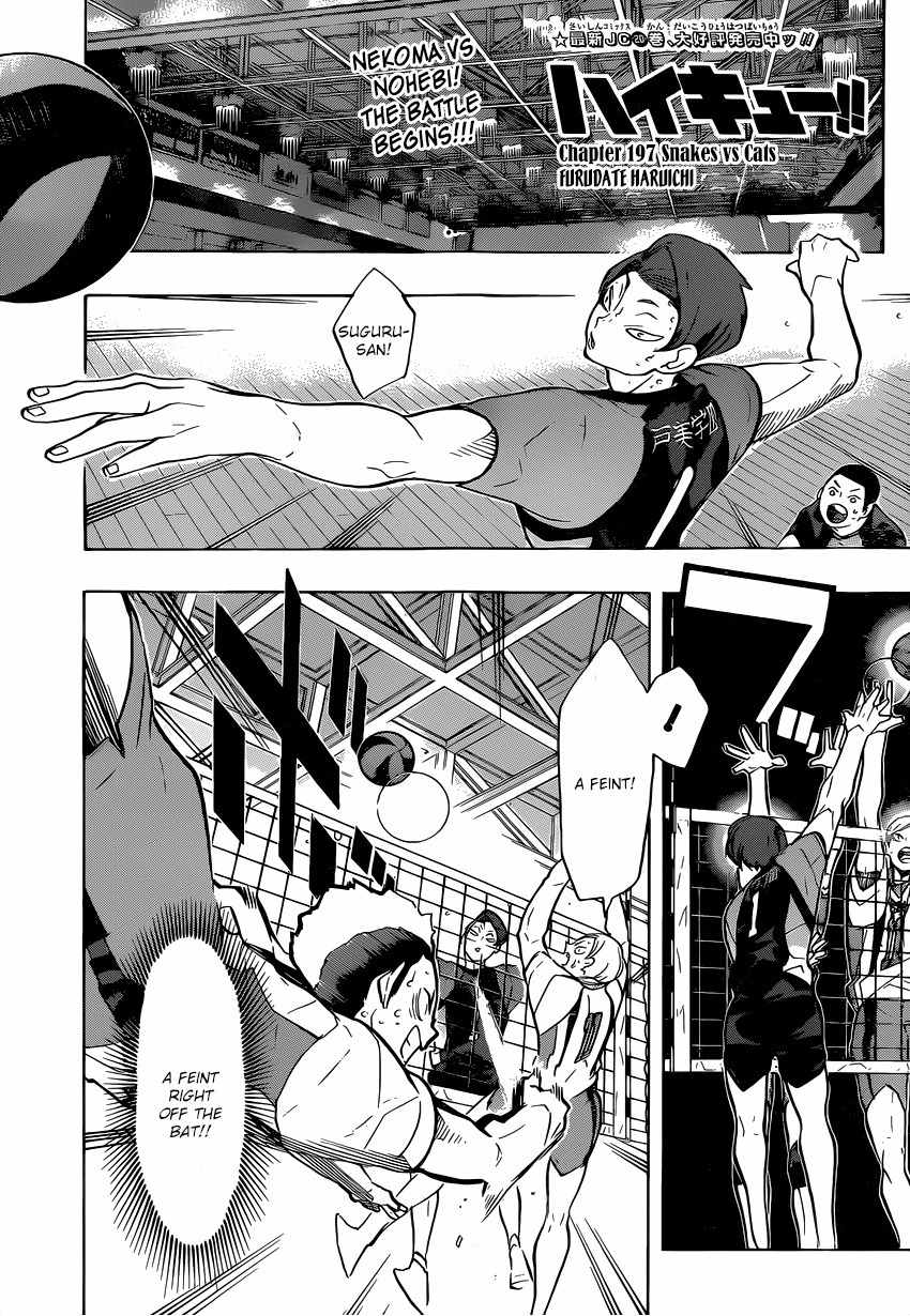 Haikyu!! Chapter 197 page 2 - Chapter 197: Snakes vs. Cats