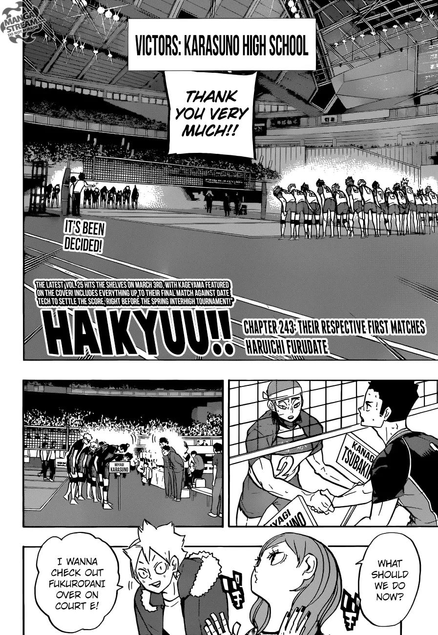 Haikyu!! Chapter 243 page 3 - Chapter 243: Their Respective First Matches