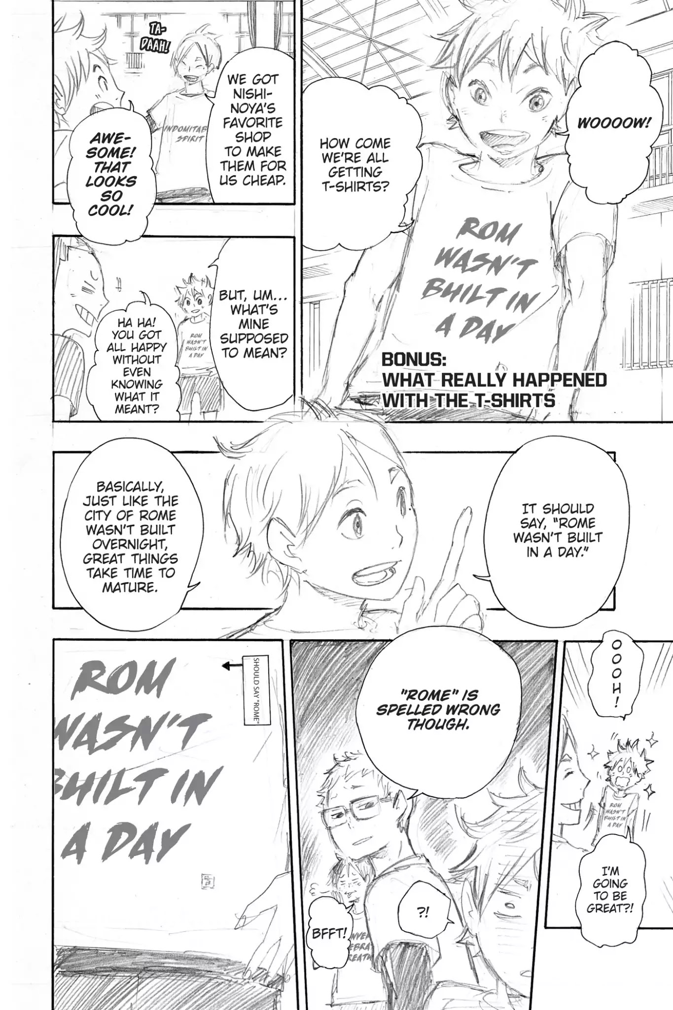 Haikyu!! Chapter 25.5 page 1 - Vol.3 Bonus Story: What Really Happened With The T-shirts