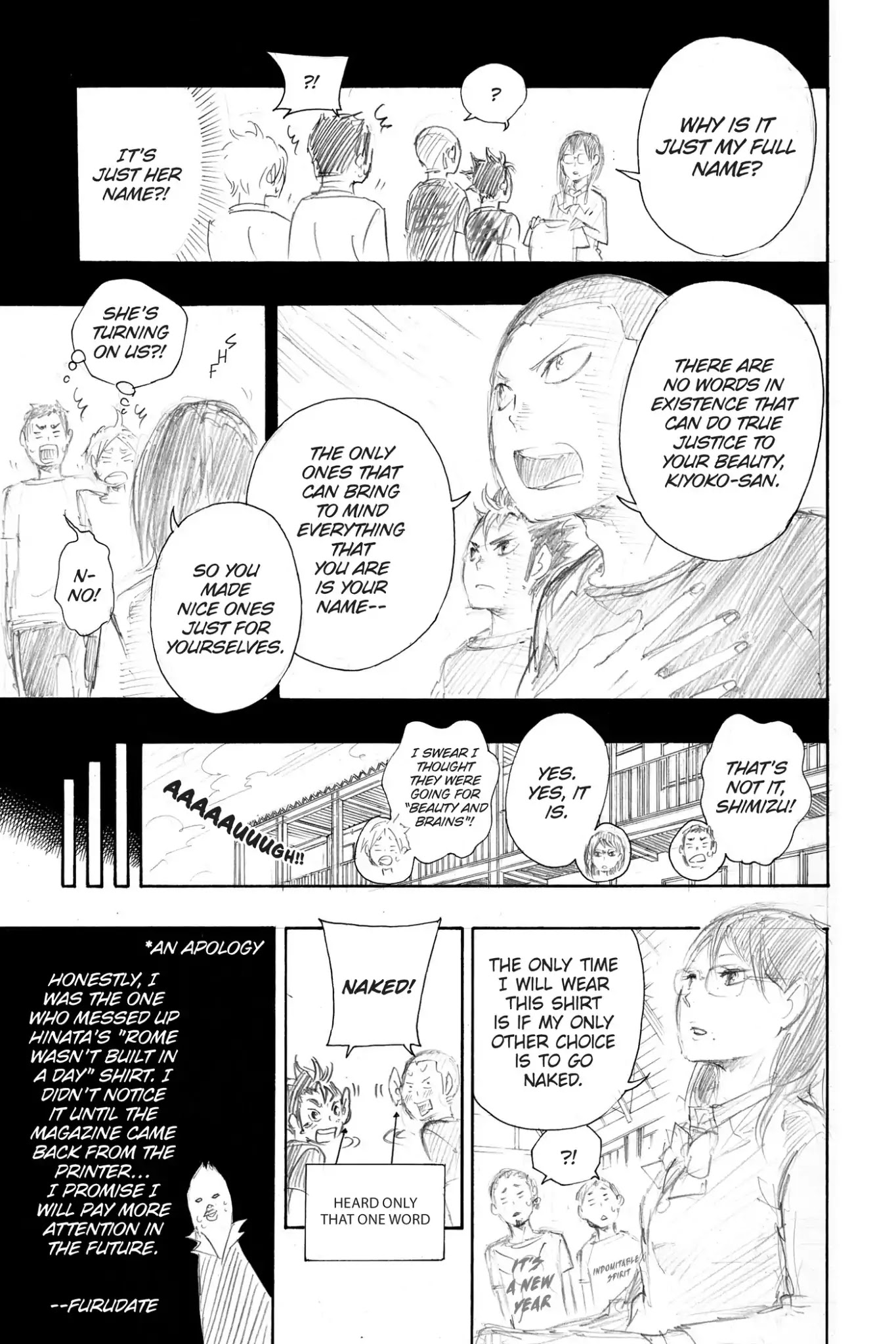 Haikyu!! Chapter 25.5 page 4 - Vol.3 Bonus Story: What Really Happened With The T-shirts
