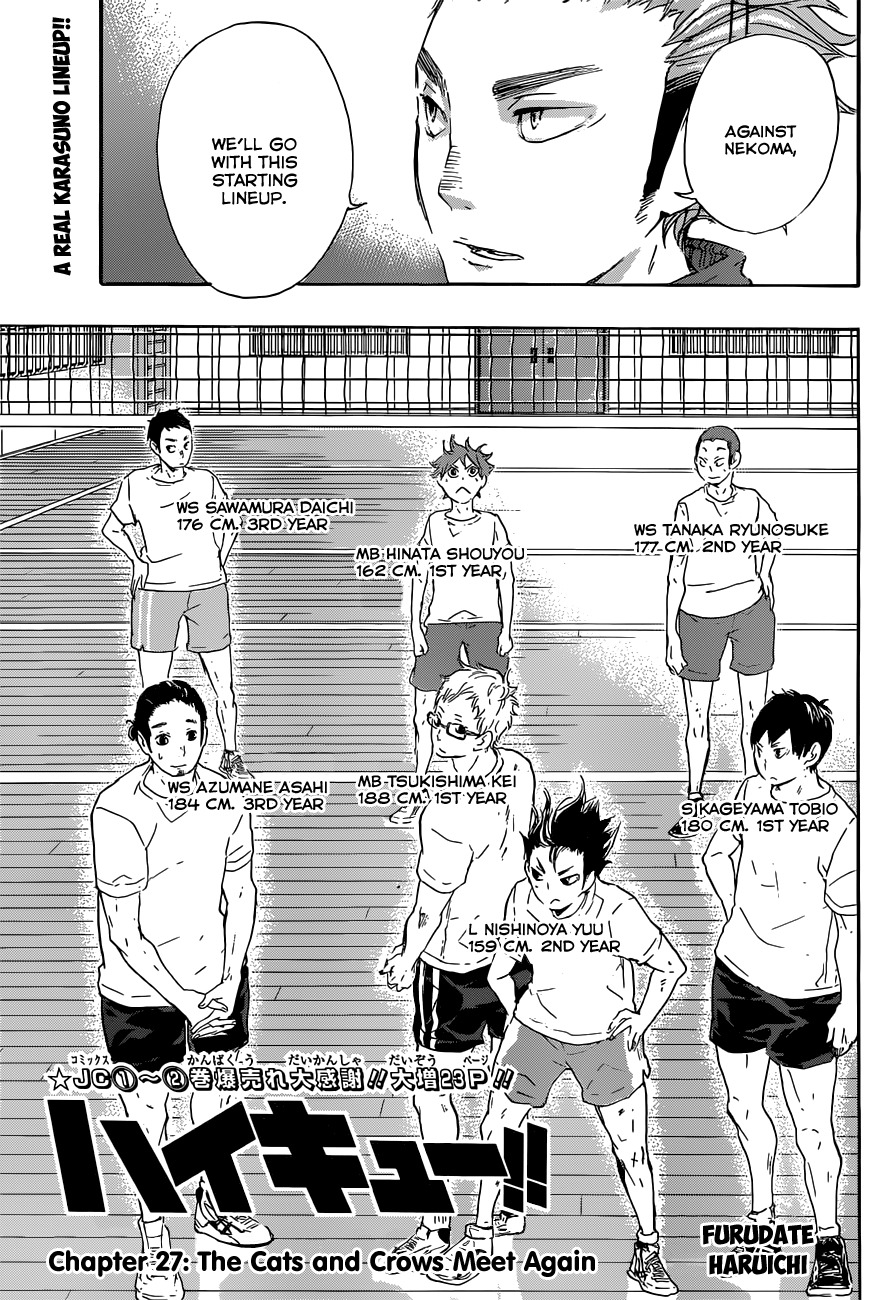 Haikyu!! Chapter 27 page 1 - Chapter 27: The Cats and Crows Meet Again