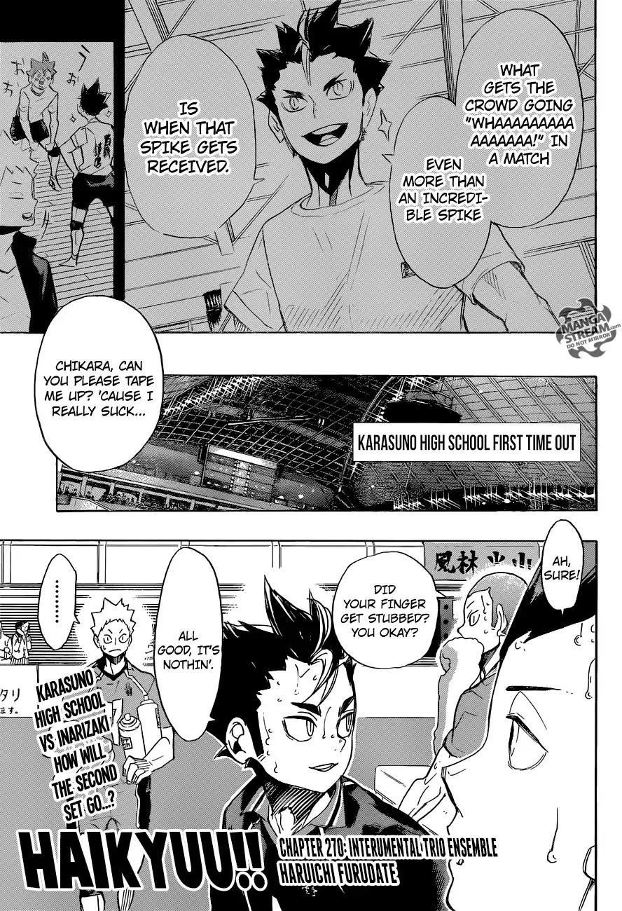 Haikyu!! Chapter 270 page 1 - Chapter 270: Interumental Trio Ensemble Haruichi Furudate