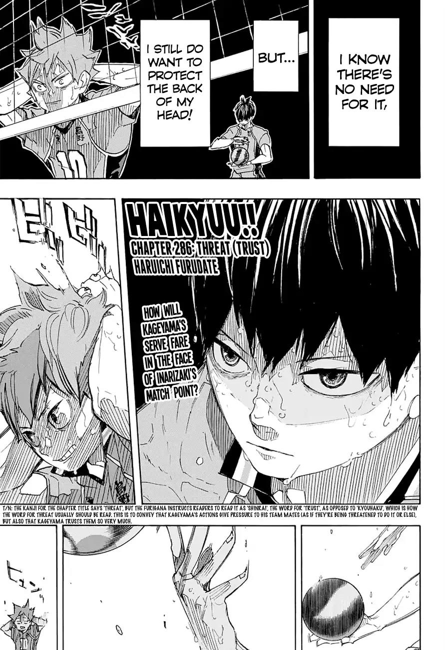 Haikyu!! Chapter 286 page 1 - Chapter 286: Threat (Trust)