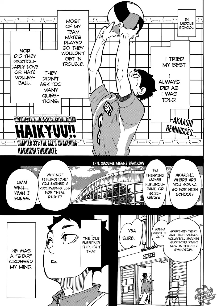 Haikyu!! Chapter 331 page 1 - Chapter 331: The Ace's Awakening