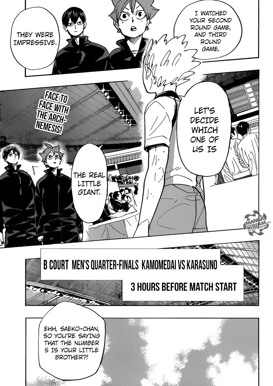Haikyu!! Chapter 338 page 4 - Chapter 338: The Decider Match for the Little Giant