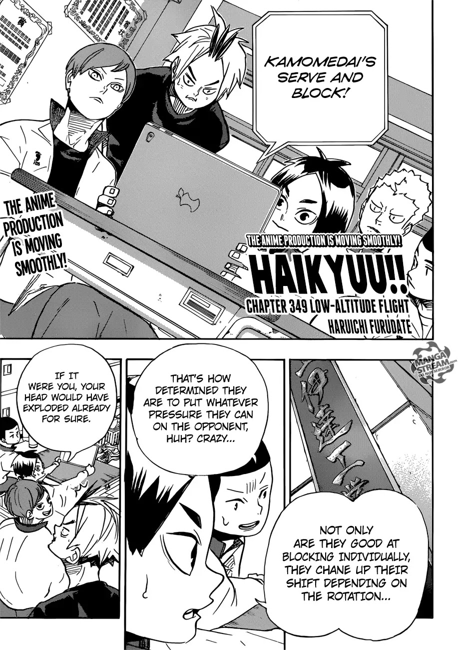 Haikyu!! Chapter 349 page 1 - Chapter 349: Low-Altitude Flight Haruichi Furudate