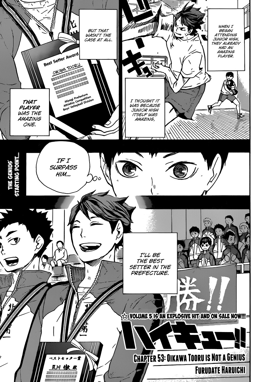 Haikyu!! Chapter 53 page 1 - Chapter 53: Oikawa Tooru Is Not a Genius