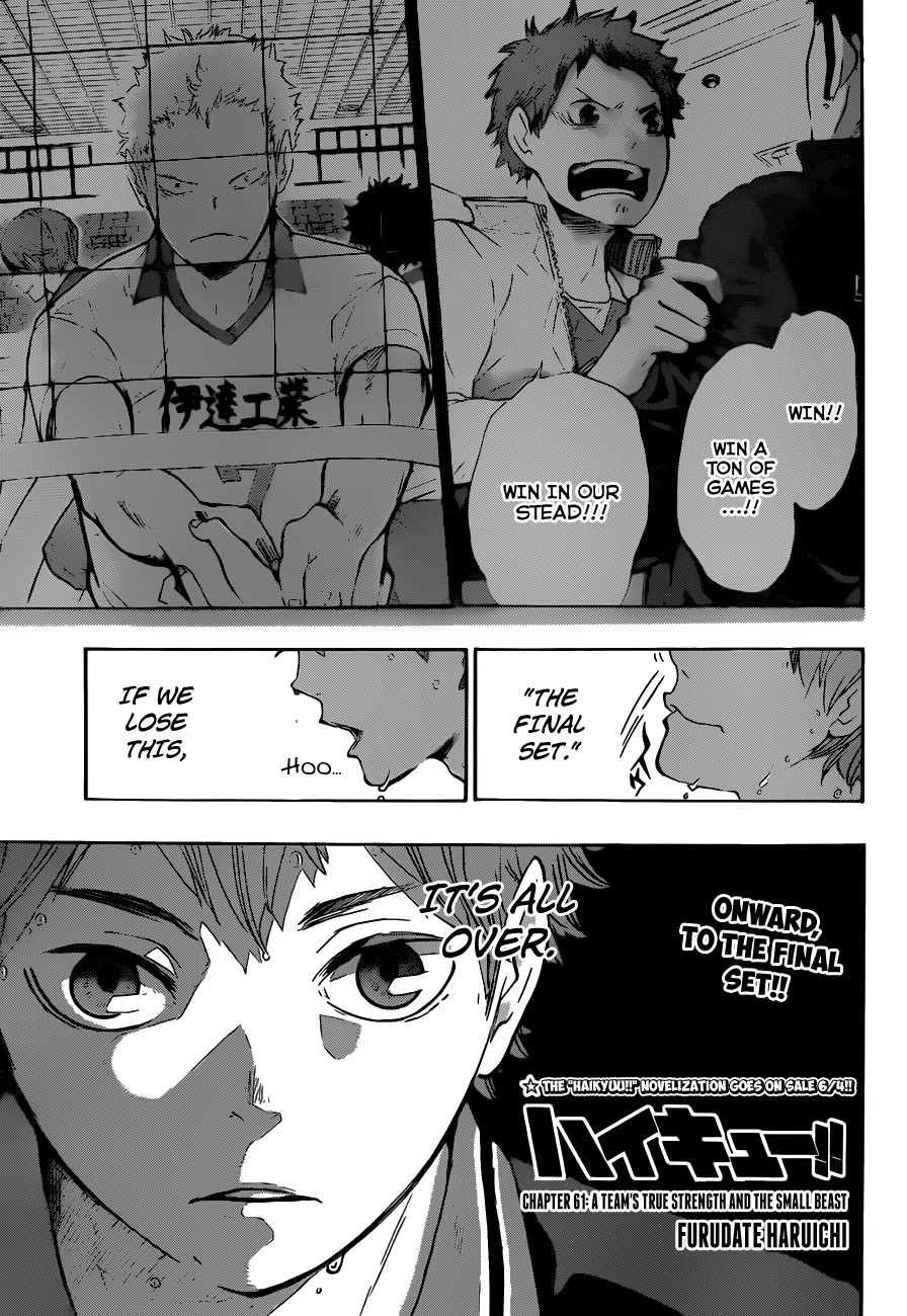 Haikyu!! Chapter 61 page 1 - Chapter 61: A Team's True Strength and the Small Beast