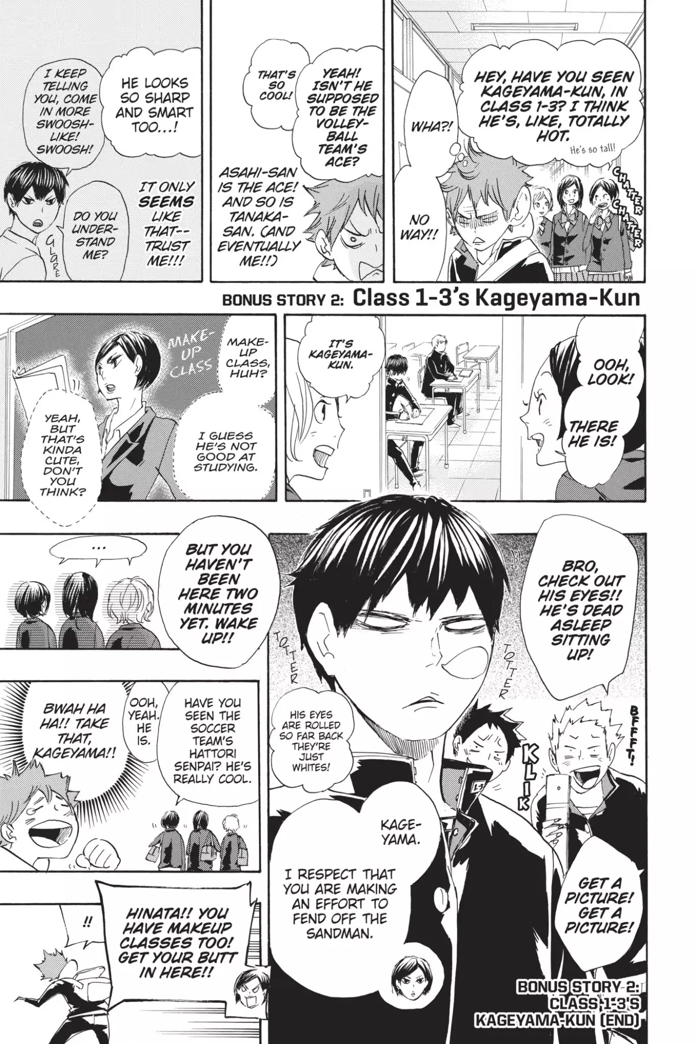Haikyu!! Chapter 71.6 page 1 - Vol.8 Bonus Story 2: Class 1-3's Kageyama-kun