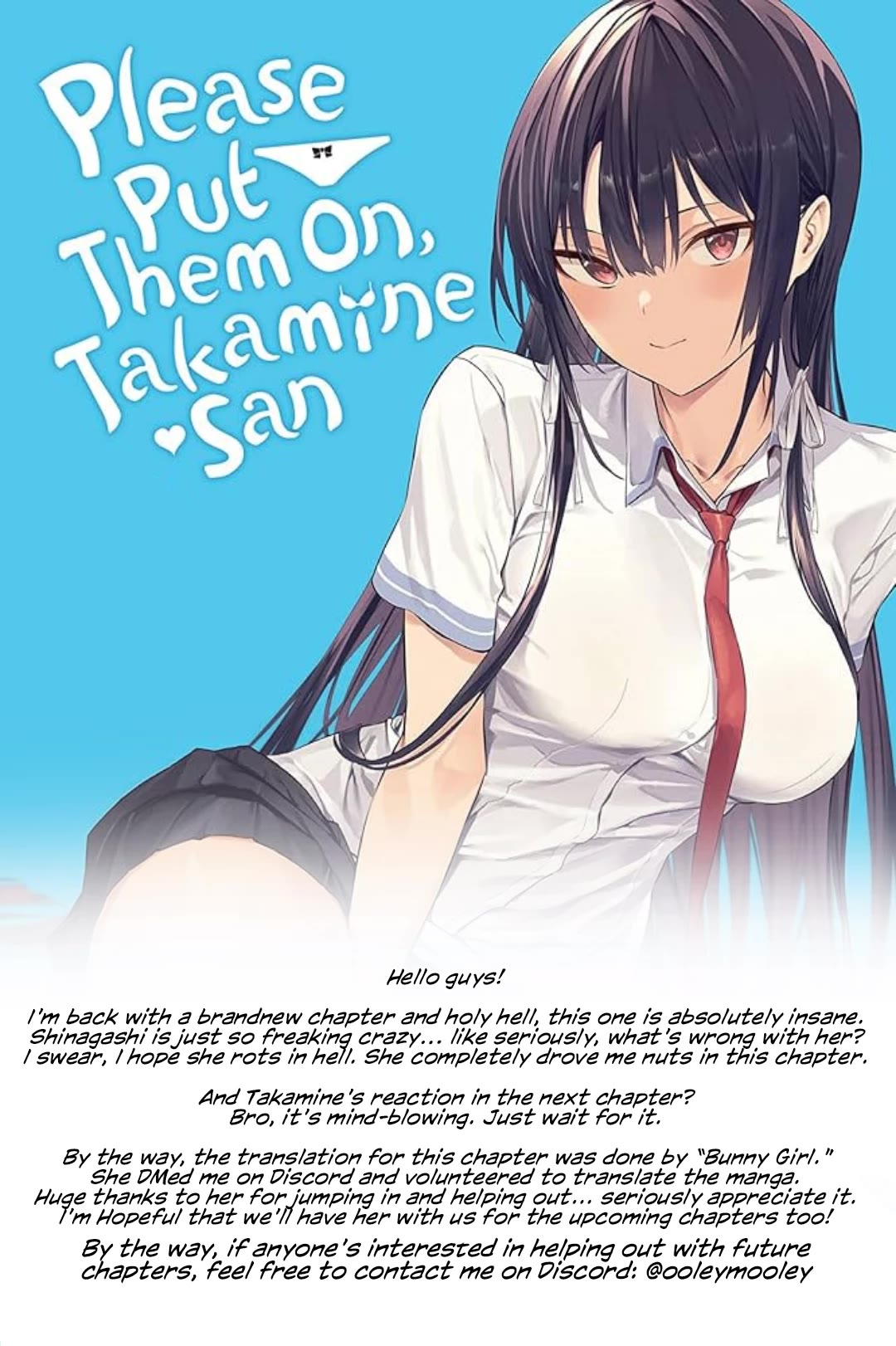 Haite Kudasai, Takamine San Chapter 66.1 page 1 - Chapter 66.1: Please Let Me Put On Your Panties (Part 1)