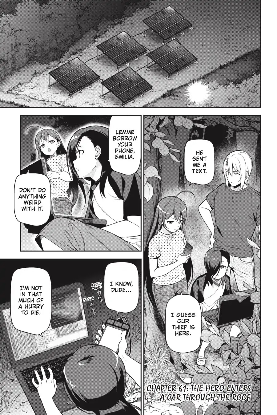 Hataraku Maou-sama! Chapter 61 page 1 - Chapter 61: The Hero Enters a Car Through the Roof