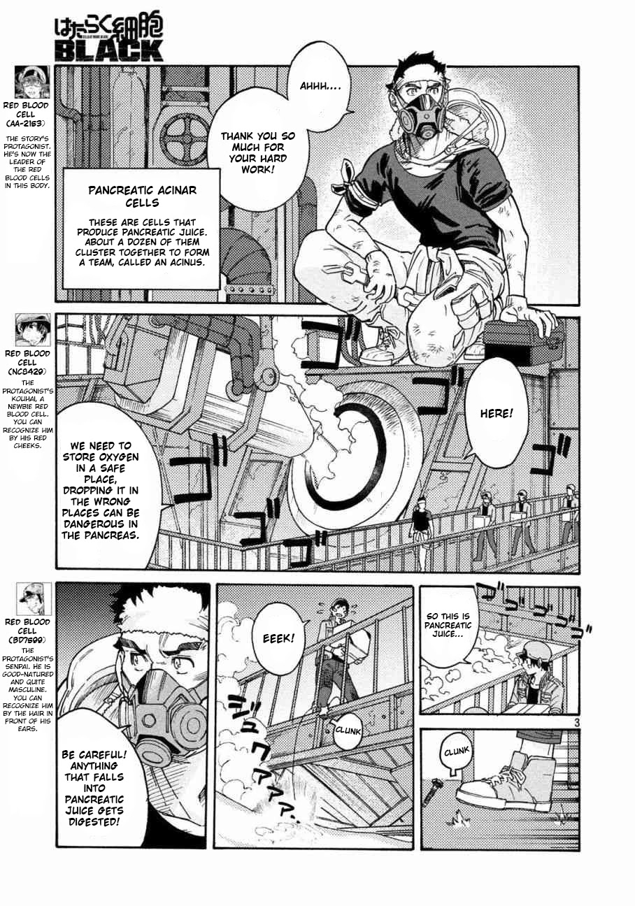 Hataraku Saibou BLACK Chapter 28 page 3 - Chapter 28: Pancreas, Fraud, Inferno