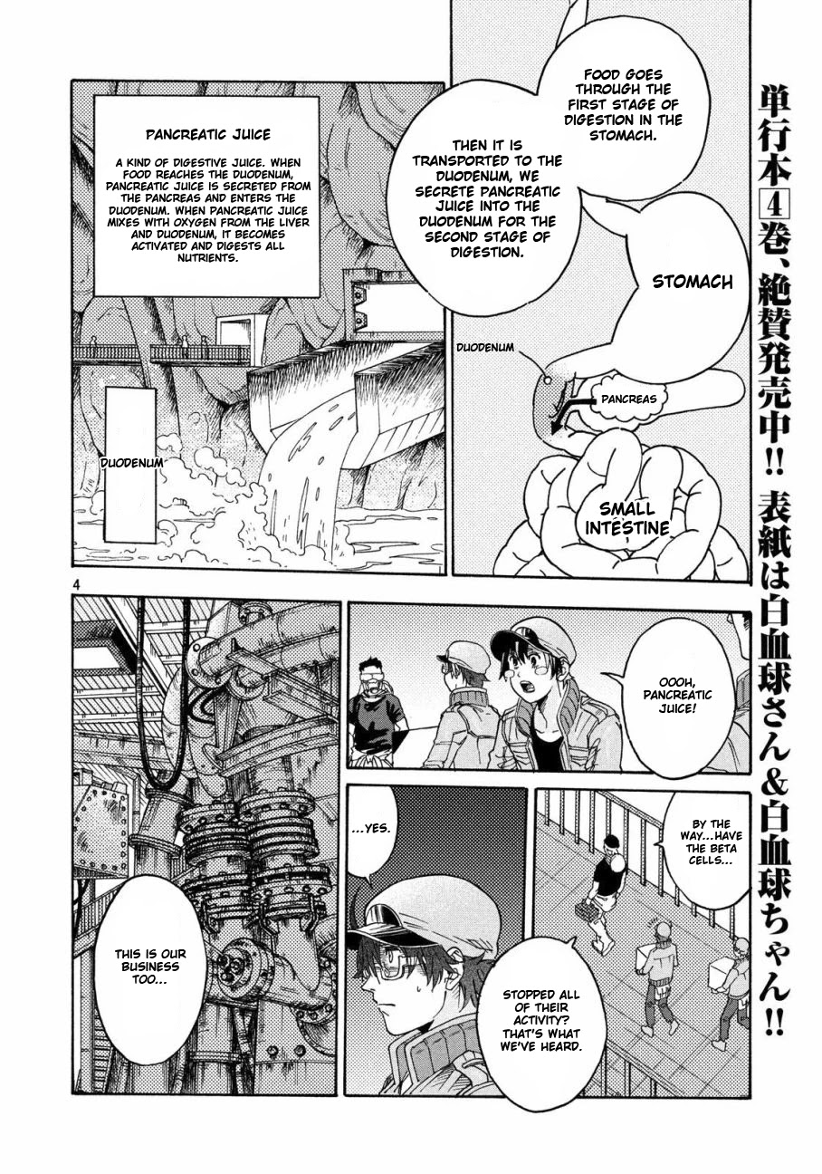 Hataraku Saibou BLACK Chapter 28 page 4 - Chapter 28: Pancreas, Fraud, Inferno