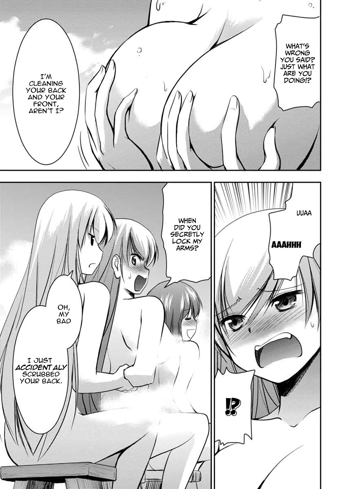 Hatoko-san to Rabukome Chapter 4 page 15 - Chapter 4: Change of Pace (The Bathroom War)