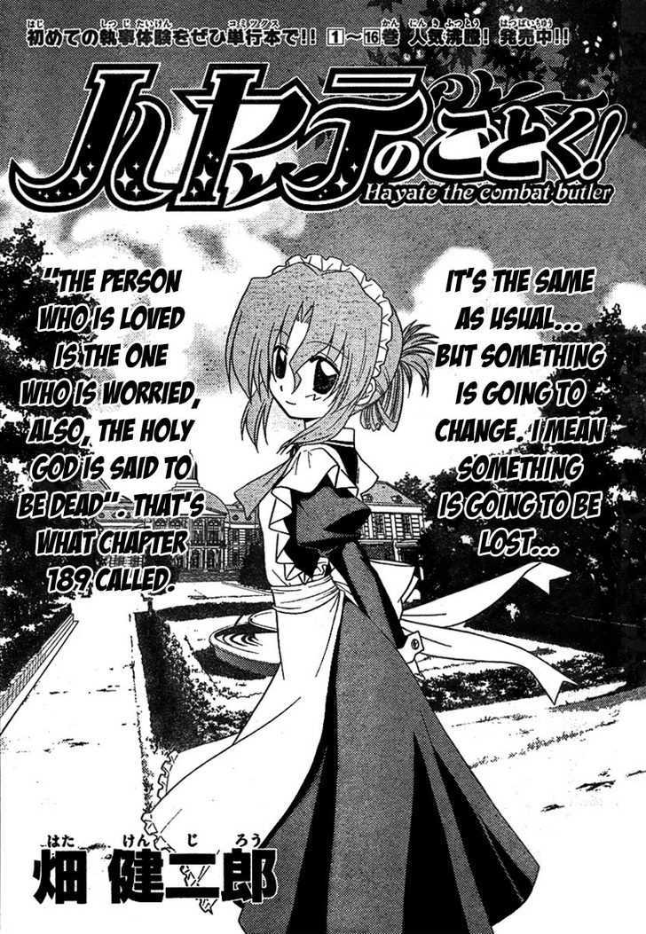 Hayate no Gotoku! Chapter 189 page 1 - Chapter 189 : The person who is loved is the one who is worried. Also, the holy god is said to be dead