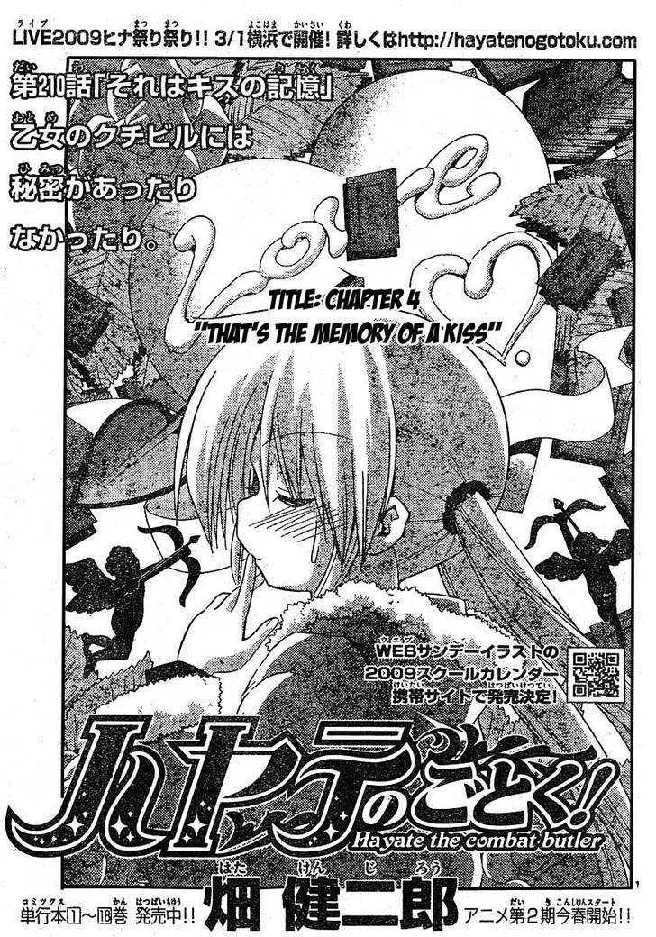 Hayate no Gotoku! Chapter 210 page 1 - Chapter 210 : That's the Memory of a Kiss