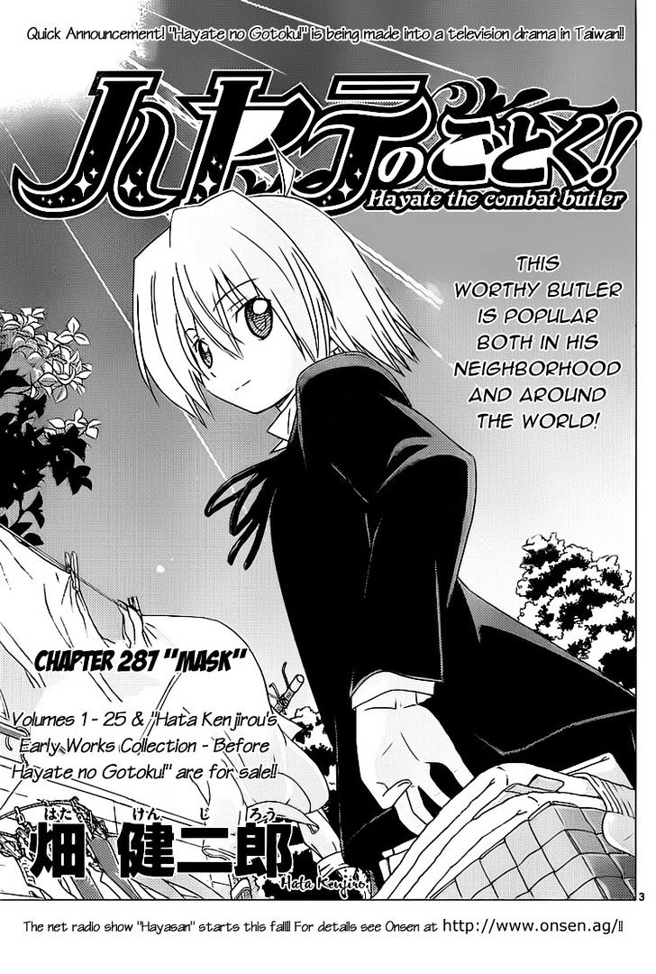Hayate no Gotoku! Chapter 287 page 3 - Chapter 287 : Mask