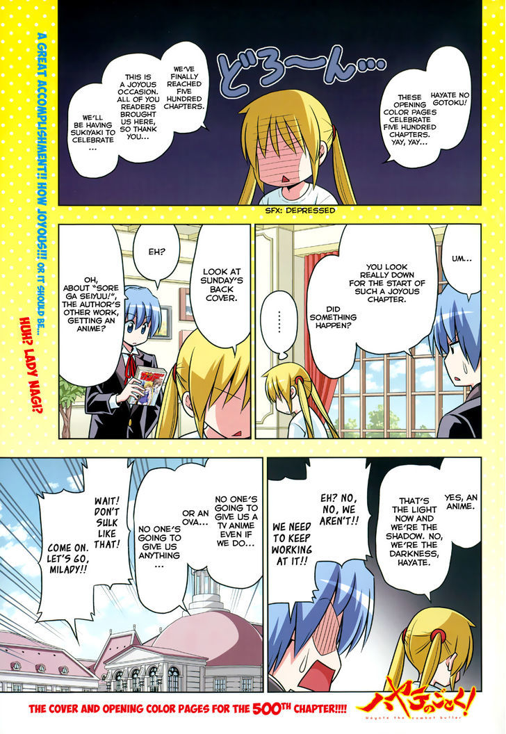 Hayate no Gotoku! Chapter 500 page 3 - Chapter 500 : You can make another anime if you want.