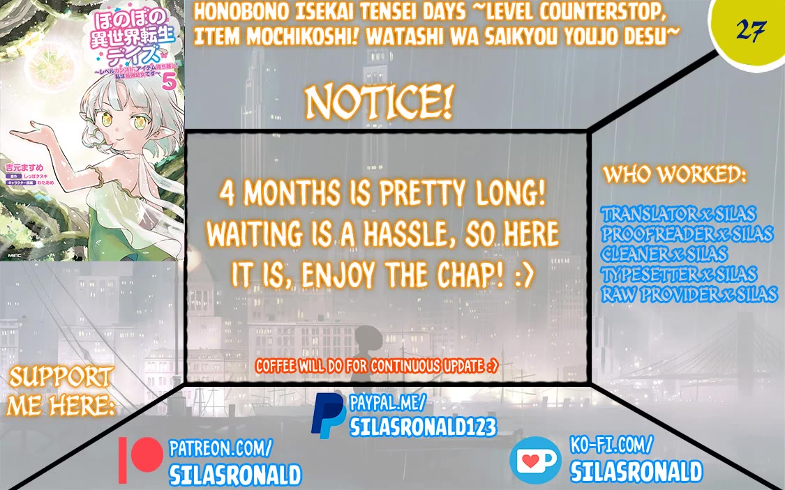 Heartwarming Isekai Reincarnation Days ~Level Max, Item Carryover! I'm the Strongest Little Girl~ Chapter 27 page 1 - Chapter 27