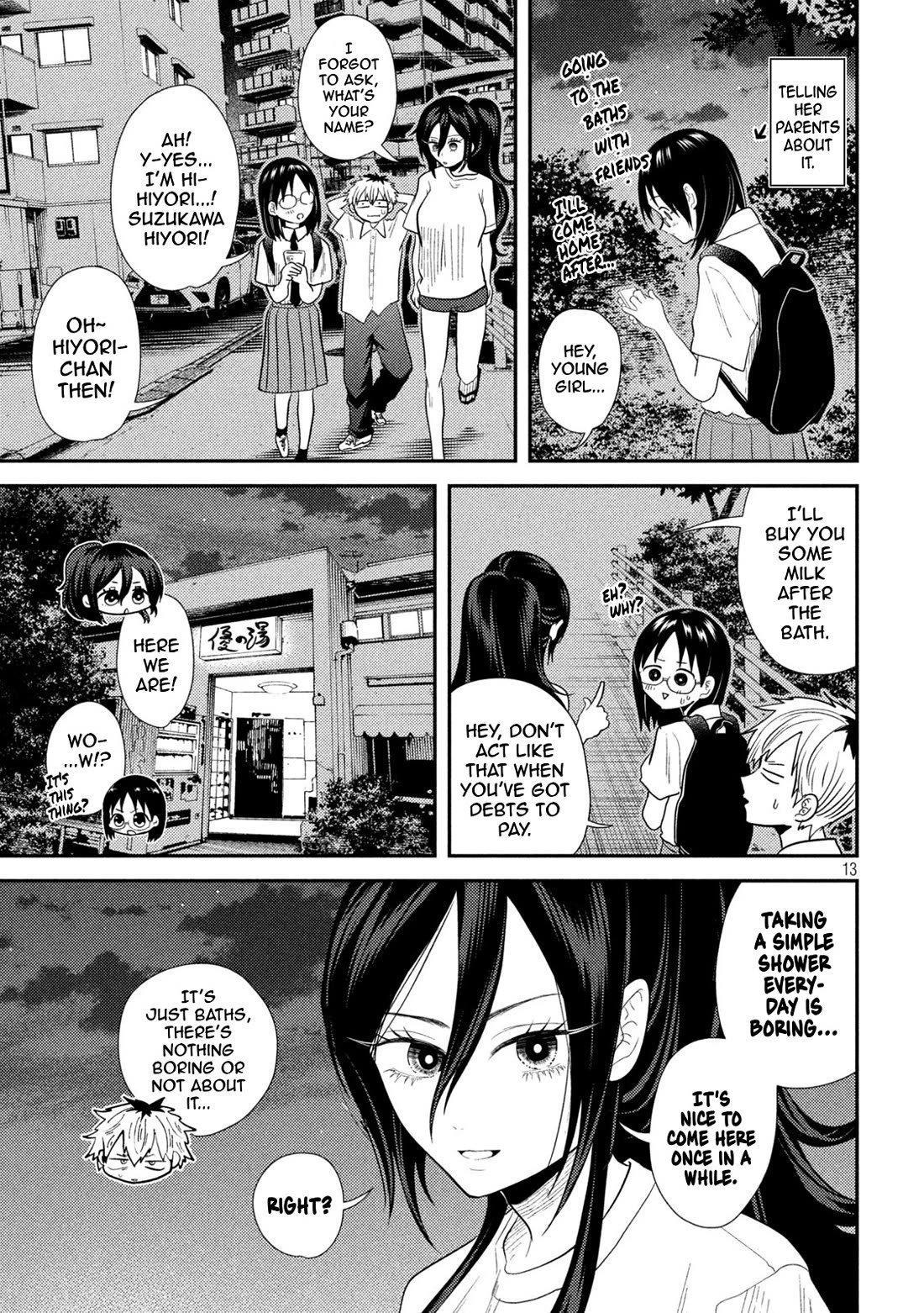 Heisei Remnant Soldier Sumire-chan Chapter 19 page 13 - Chapter 19: The Woman Who Skips Baths