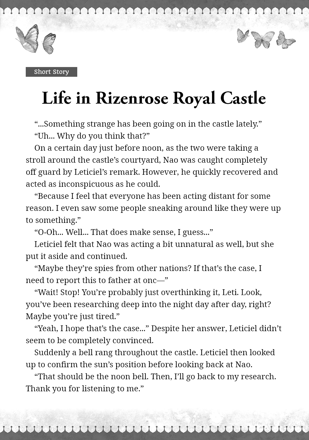 Her Royal Highness Seems To Be Angry Chapter 5.5 page 1 - Chapter 5.5: Short Story: Life in Rizenrose Royal Castle