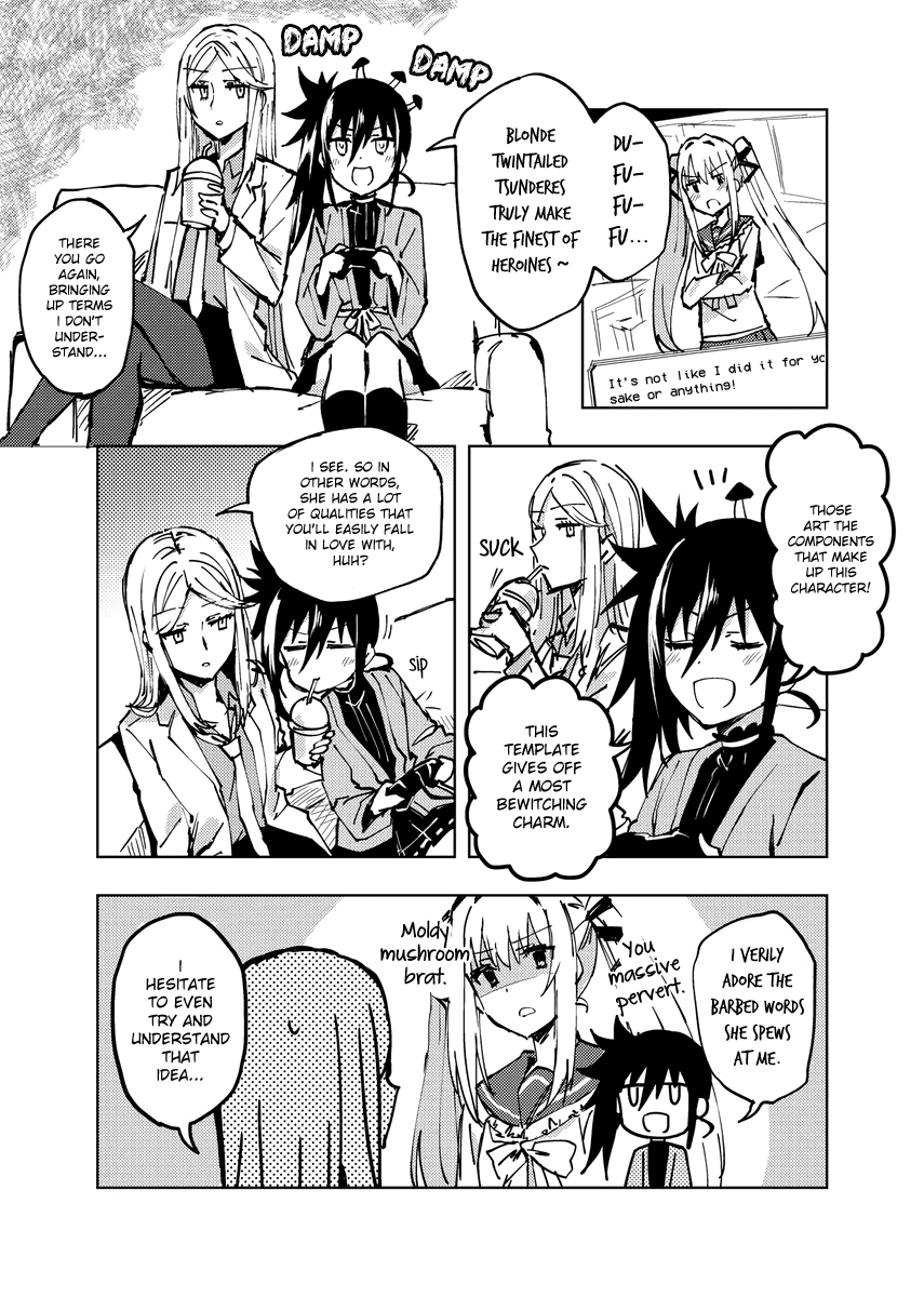 Hero-san and Former General-san Chapter 6.5 page 1 - Chapter 6.5: The Otaku Girl Who Likes Blonde Twintailed Tsundere Girls and the Blonde Tsundere Woman Who Likes Otaku Girls