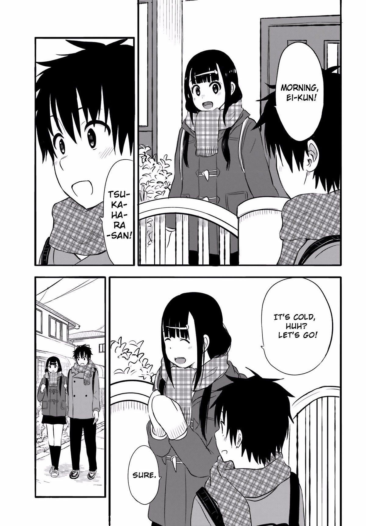 Higashi no Kurume to Tonari no Meguru Chapter 24 page 4 - Chapter 24: The beating heart beats faster than the winter sky.