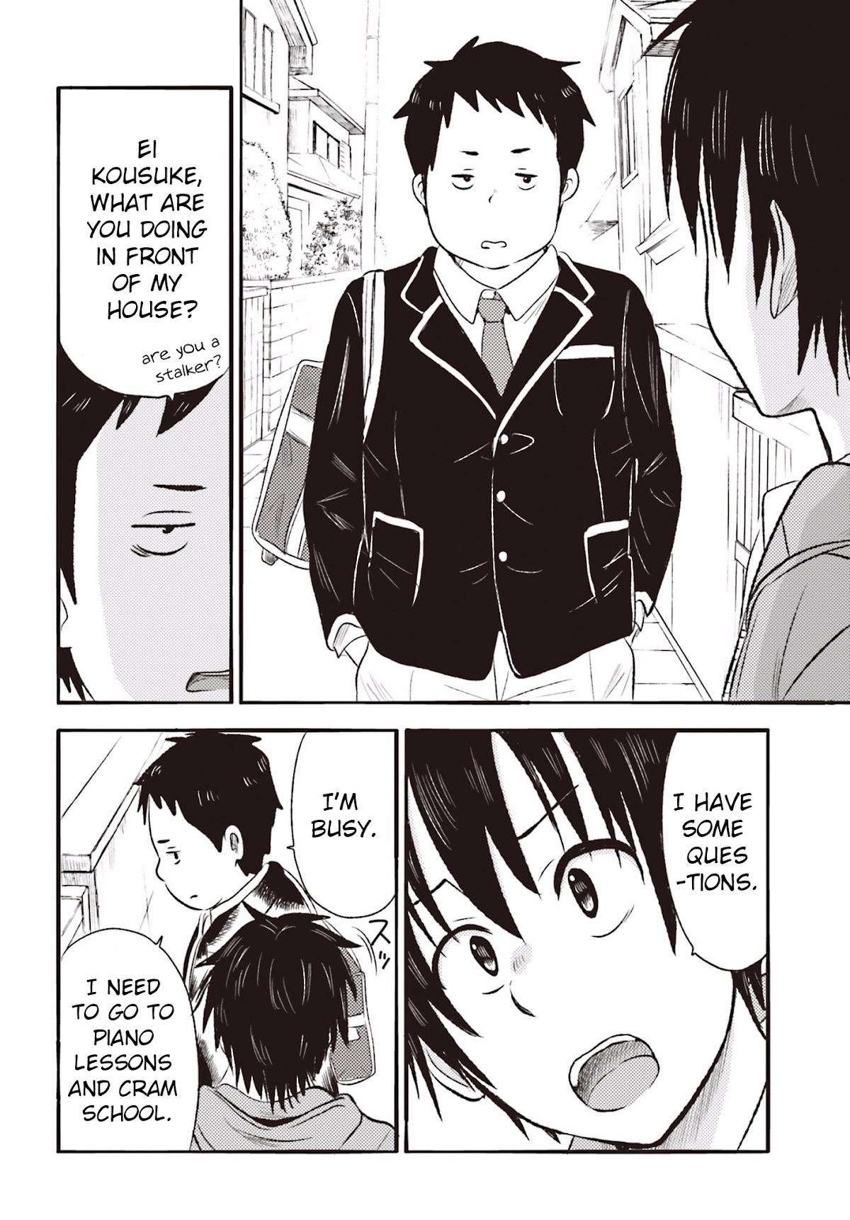 Higashi no Kurume to Tonari no Meguru Chapter 8 page 6 - Chapter 8: I want to know all of Tsukahara-san's Suffering.