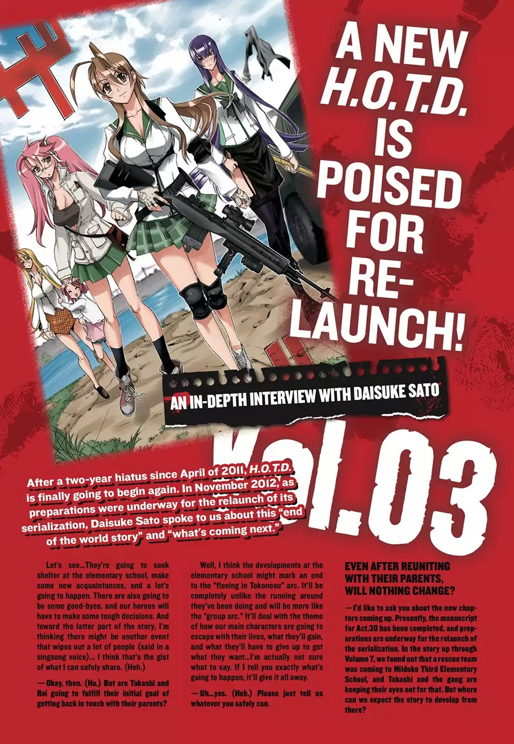 High School of the Dead - Full Color Edition Chapter 29.5 page 1 - Chapter 29.5: In-Depth Interview with Daisuke Sato, Part 3