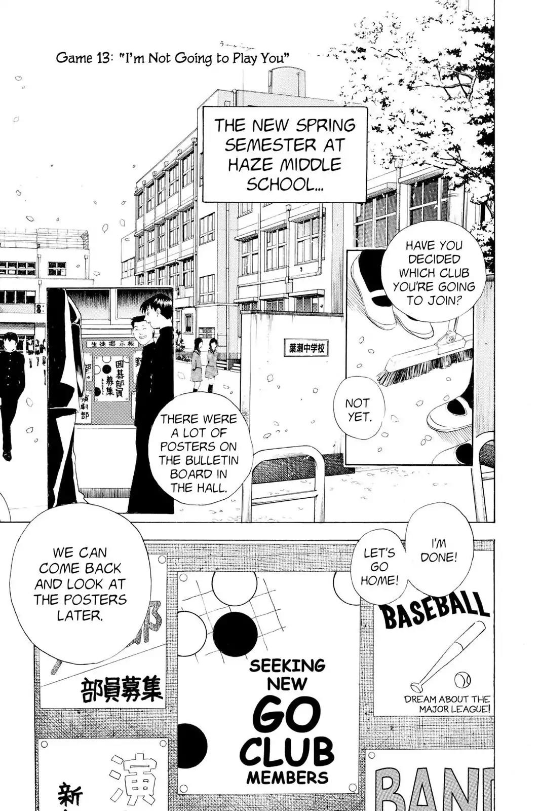 Hikaru no Go Chapter 13 page 1 - Chapter 13: I'm Not Going to Play You