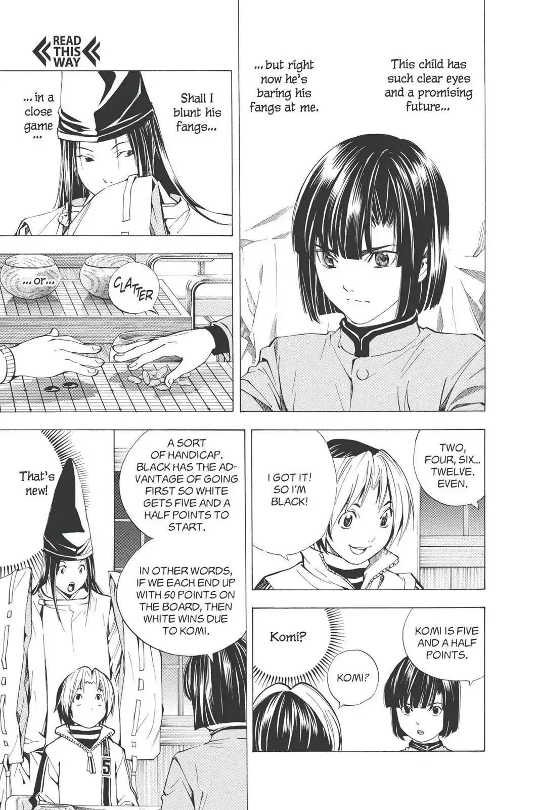 Hikaru no Go Chapter 189.5 page 7 - Vol.23 Bonus Story 1: Fujiwara no Sai vs. Akira Toya