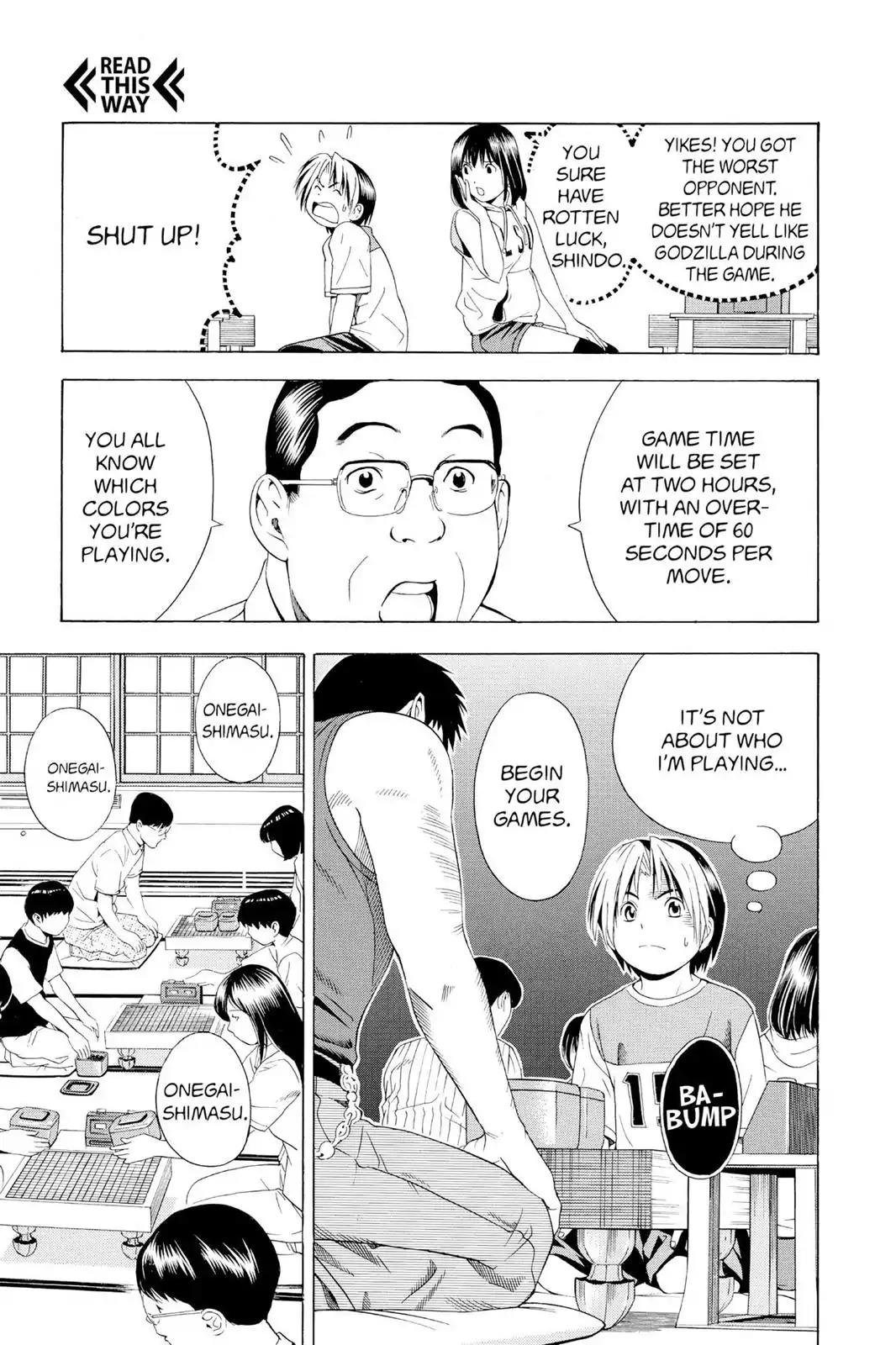 Hikaru no Go Chapter 64 page 17 - Chapter 64: Pro Test Prelims, Day One: The Man with the Beard