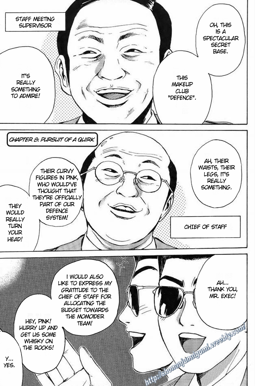 Himitsu Sentai Momoidaa Chapter 8 page 1 - Chapter 8: Pursuit of a Quirk
