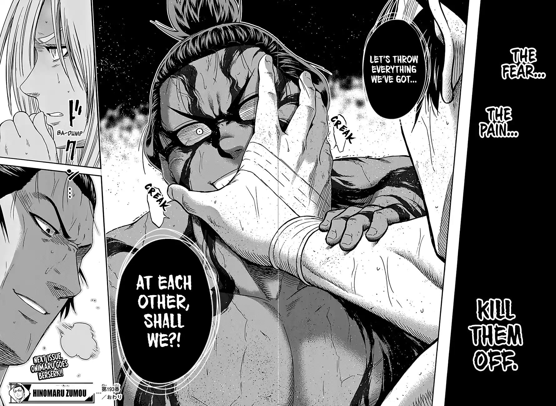Hinomaru Zumou Chapter 193 page 13 - Chapter 193: Onimaru Kunitsuna VS. Oodenta Mitsuyo, Rematch