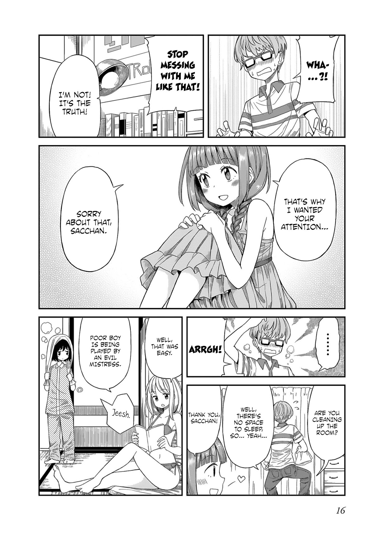 Hinomoto Sanshimai wa Kamatte Hoshii Chapter 1 page 12 - Chapter 1: Young Sacchan's worries
