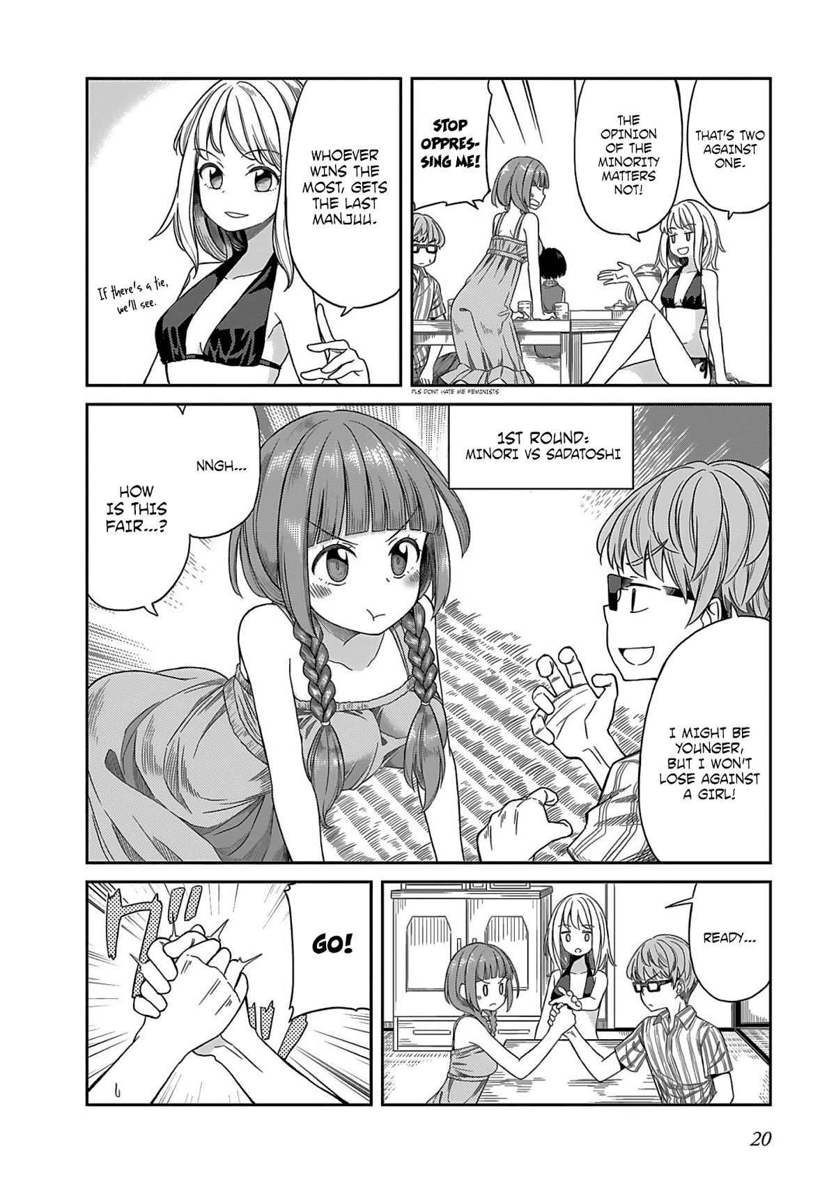 Hinomoto Sanshimai wa Kamatte Hoshii Chapter 2 page 4 - Chapter 2: The fierce manjuu war